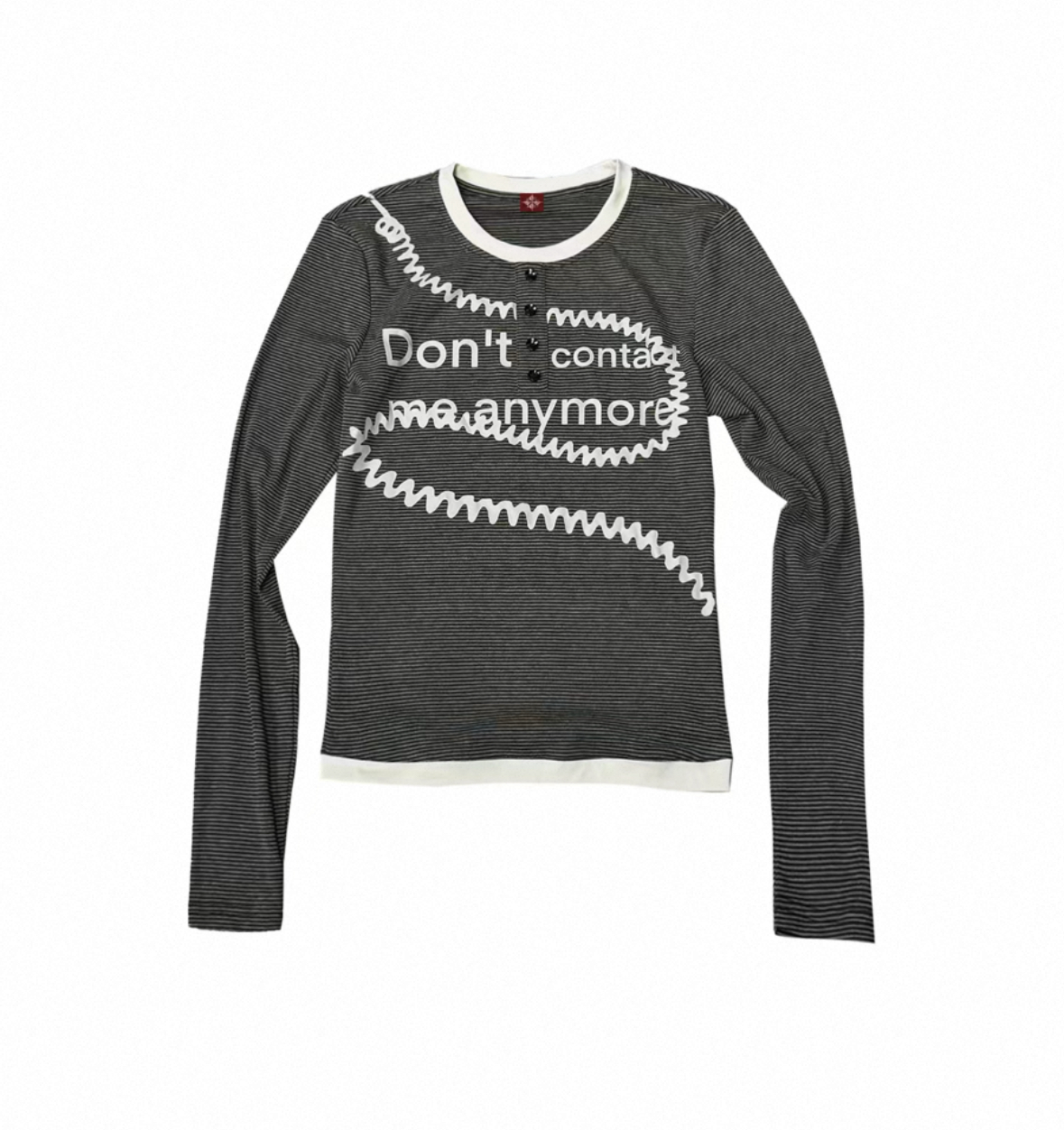 DETWONLINE™Black‑and‑White Stripes‑Women’s / Creative Slogan Long‑Sleeve Top
