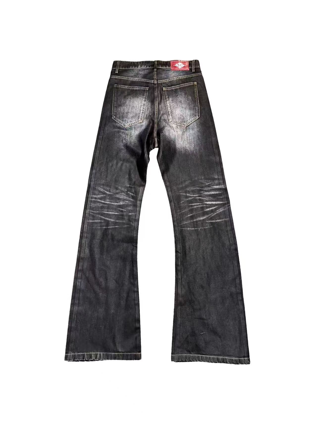 DETWONLINE™Unisex Heavy Vintage Washed Rivet High Waist Flared Jeans