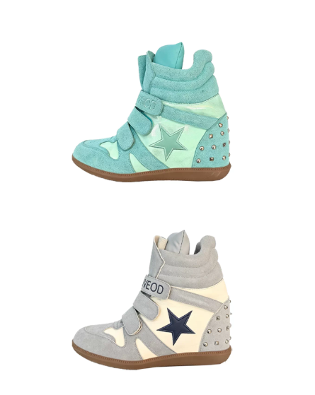 DETWONLINE™"Candy" Series Retro Y2K Cyber Colorful High Top Thick Sole Platform Wedge Sneakers, Unisex