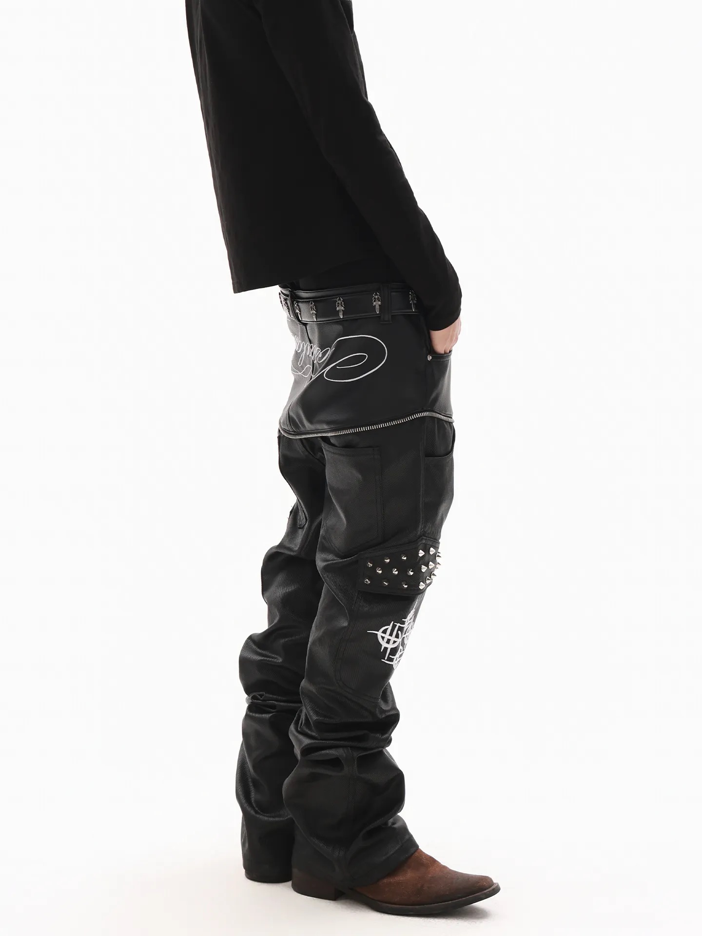 DETWONLINE™"Dark Noir"14‑oz Street Stacked Jeans