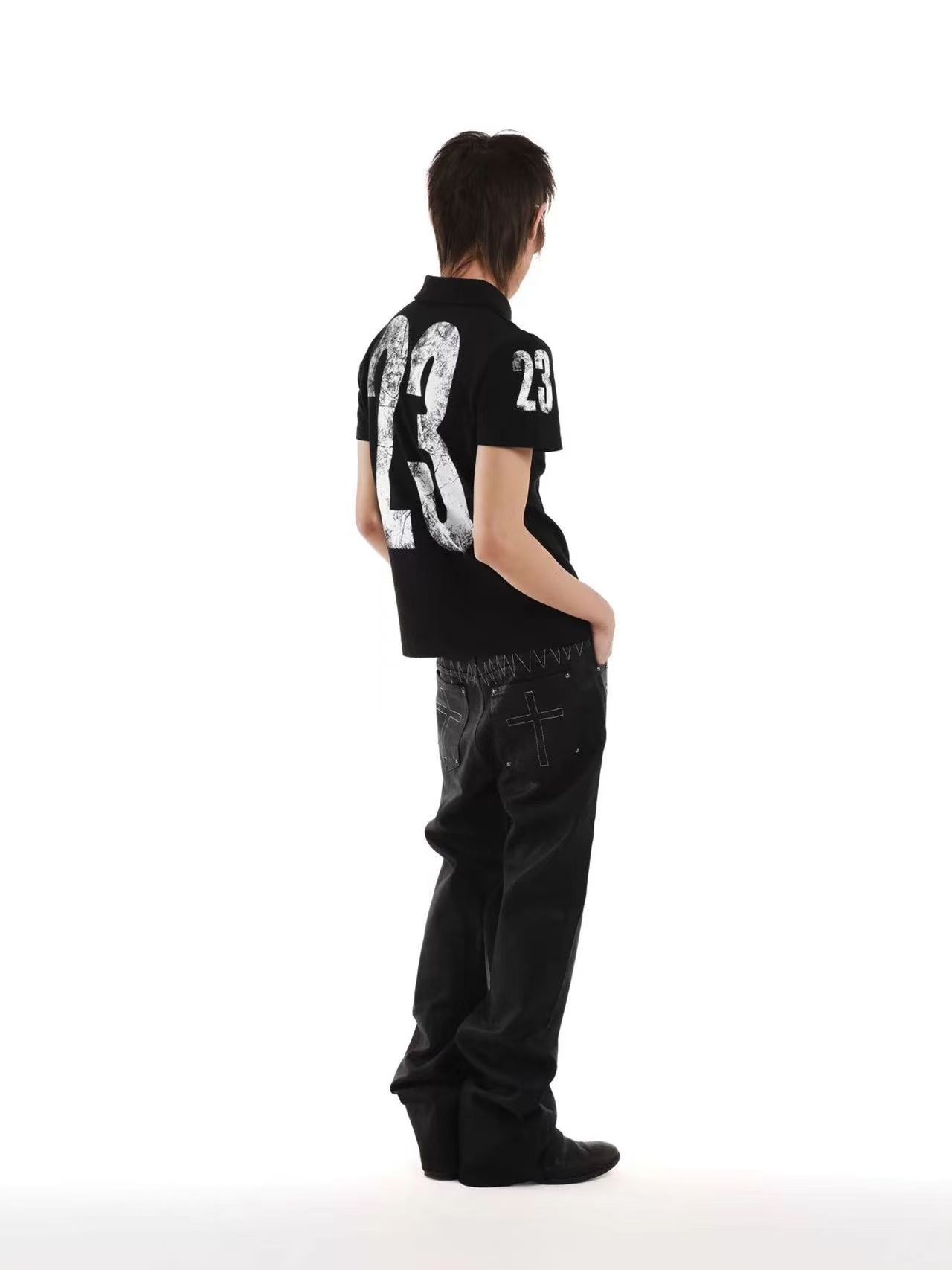 DETWONLINE™Dark Unicorn 23 Print Fitted Polo Short Sleeve