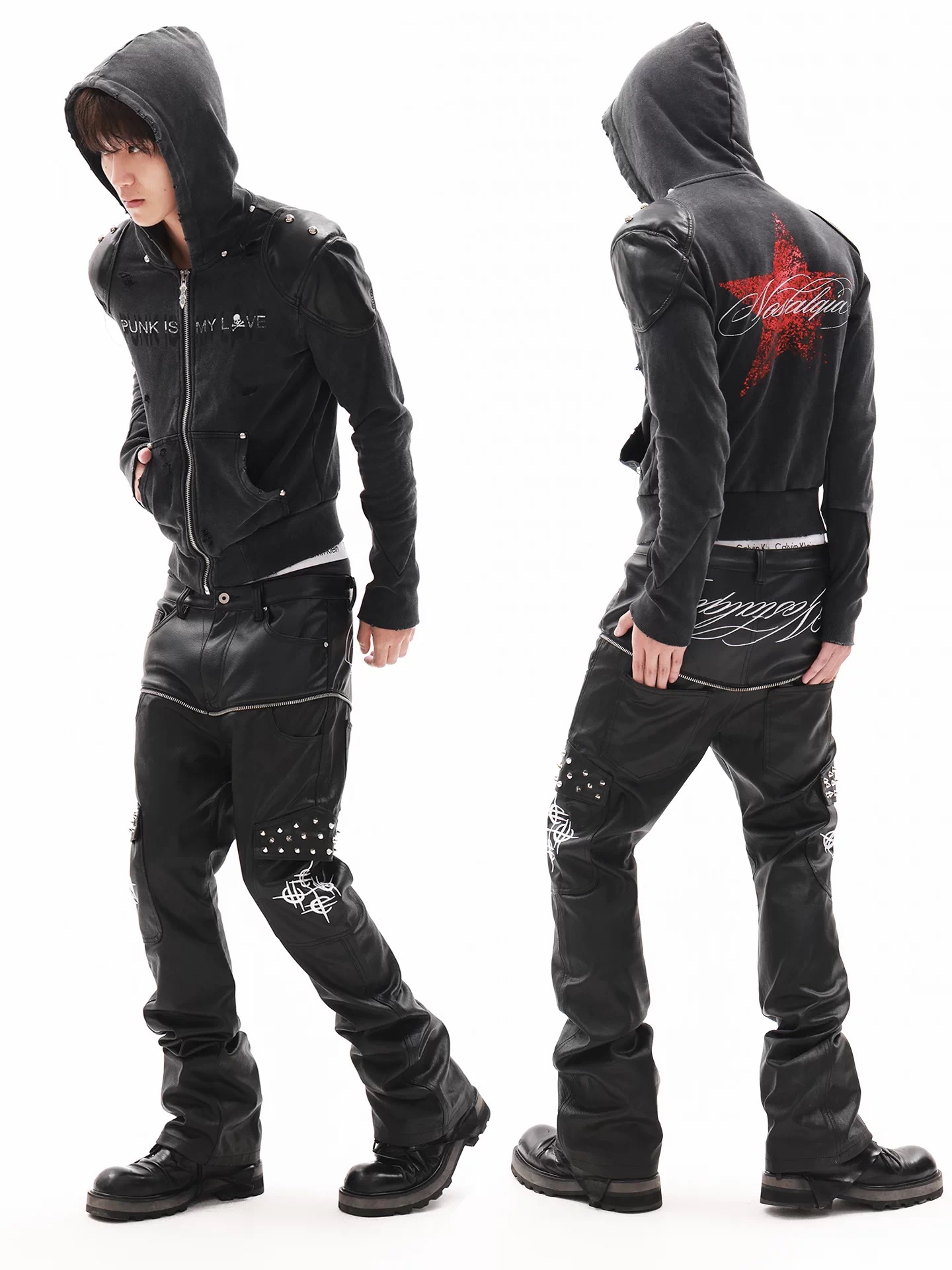 DETWONLINE™"Dark Noir"14‑oz Street Stacked Jeans