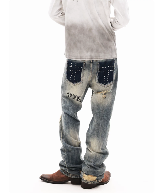 DETWONLINE™ "Cross‑Shaped Blood Stain"Jeans