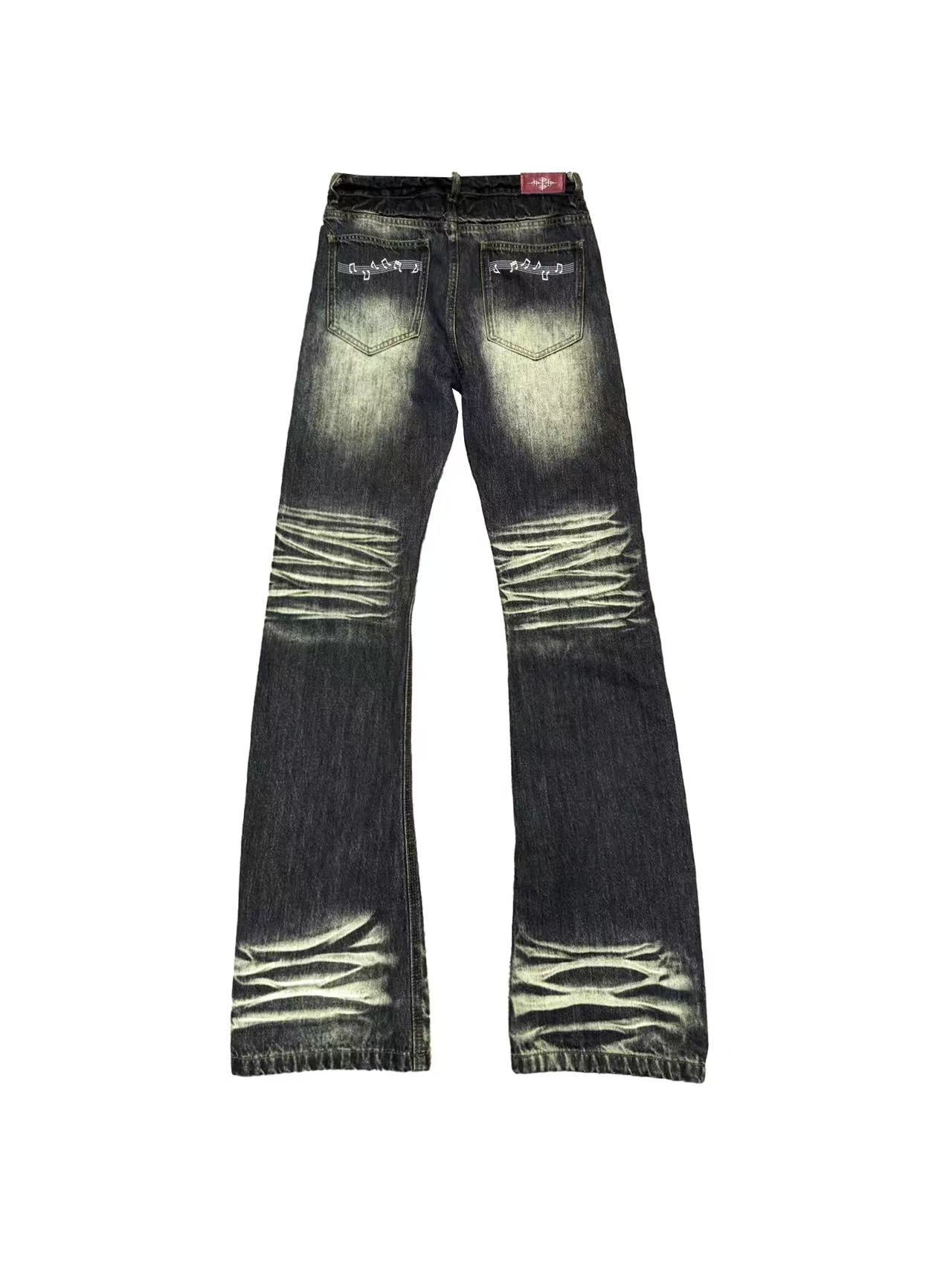 DETWONLINE™Vintage Gradient Washed Wrinkle Slim Flared Jeans
