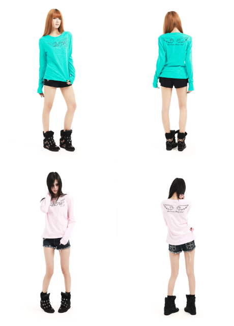 DETWONLINE™"Angel Slogan"Long‑Sleeve T‑Shirt