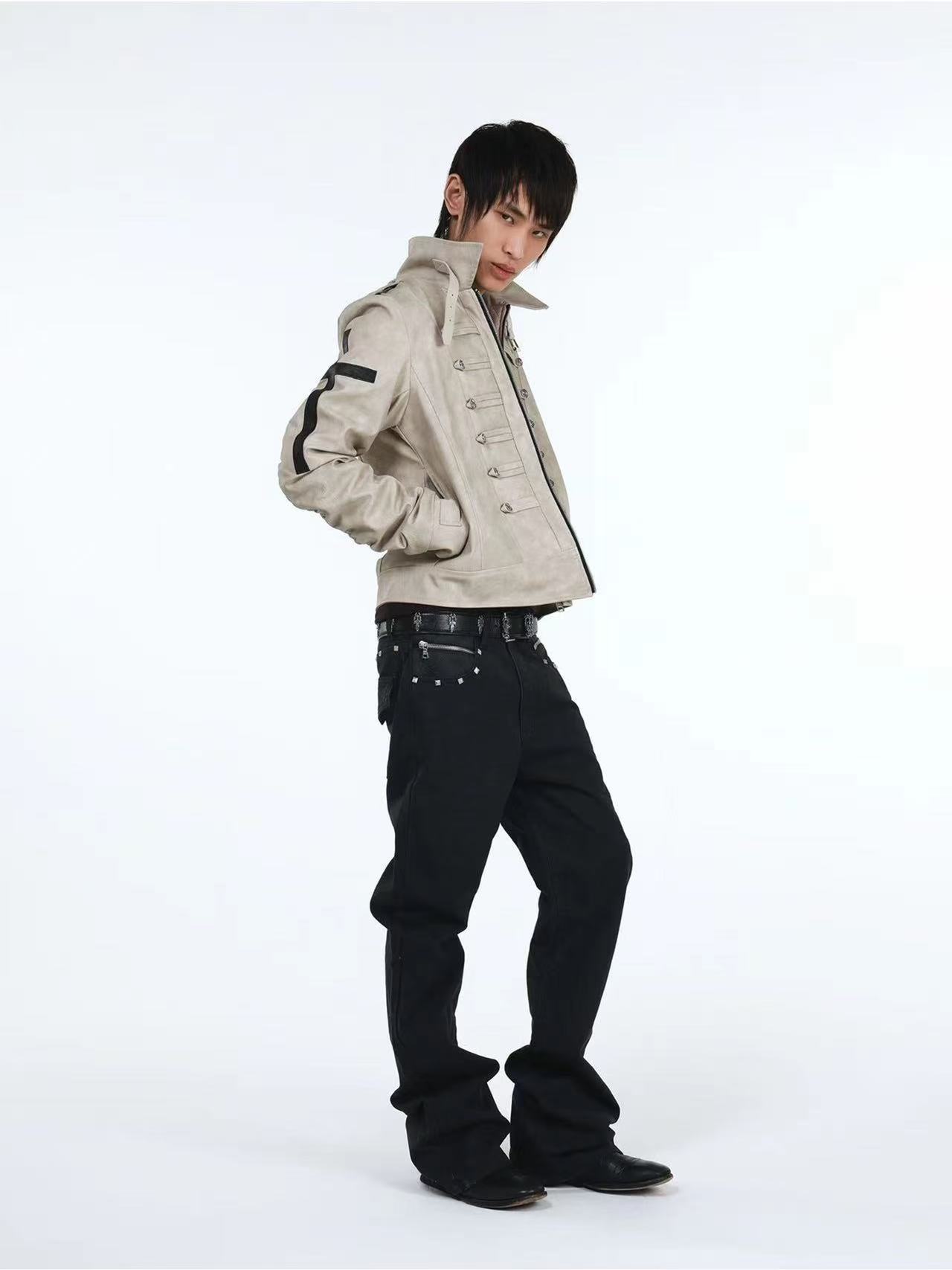 DETWONLINE™Snake pattern rivet jeans