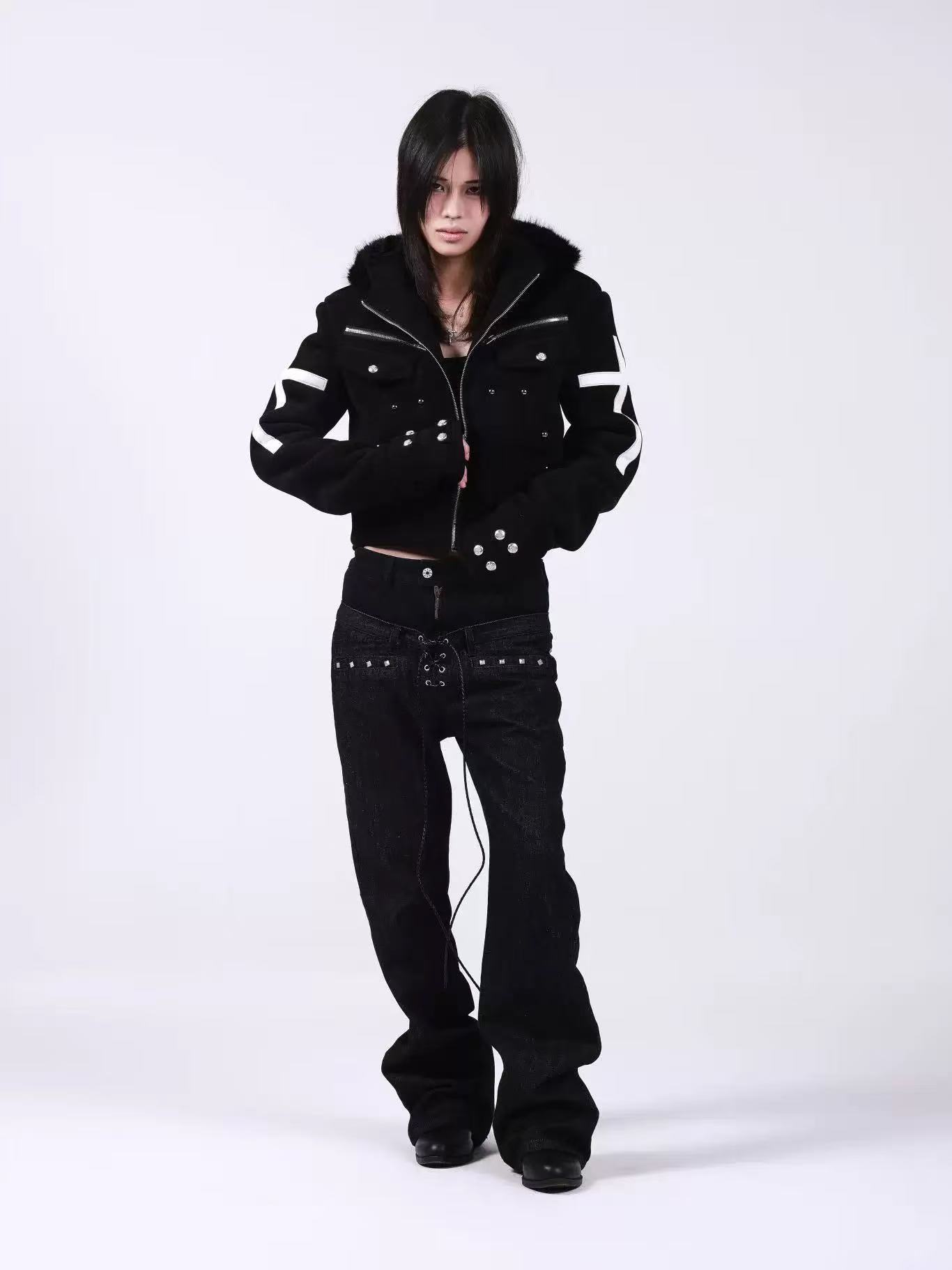 DETWONLINE™Cross-shaped suede coat