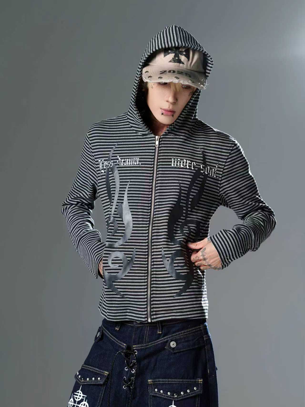 Striped Zip-Up Hoodie