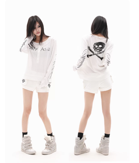 DETWONLINE™"Skull"Long‑Sleeve Tee