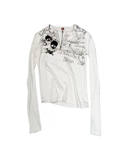 DETWONLINE™"Heart‑Skull"Fitted Long‑Sleeve Tee