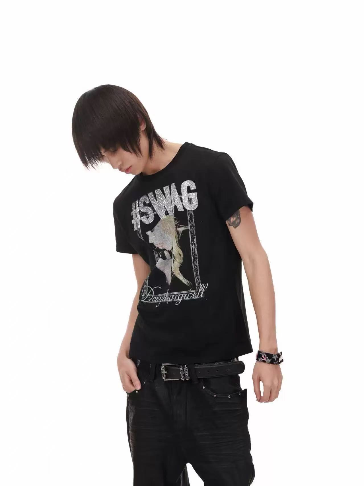 DETWONLINE™Y2K Rhinestone Portrait #SWAG Graphic Tee