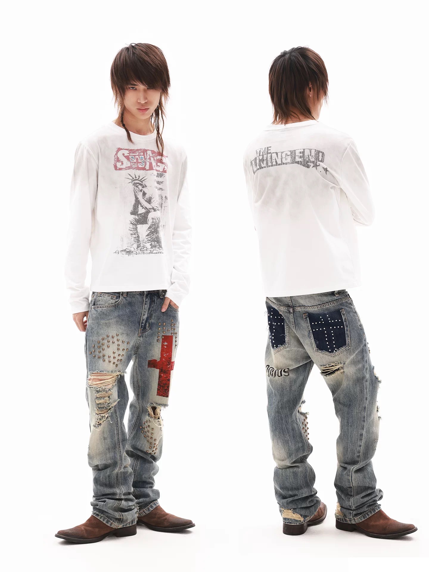 DETWONLINE™ "Cross‑Shaped Blood Stain"Jeans