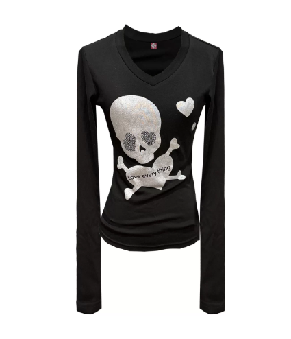 DETWONLINE™Black‑Women’s / Skull Hot‑Fix Rhinestone