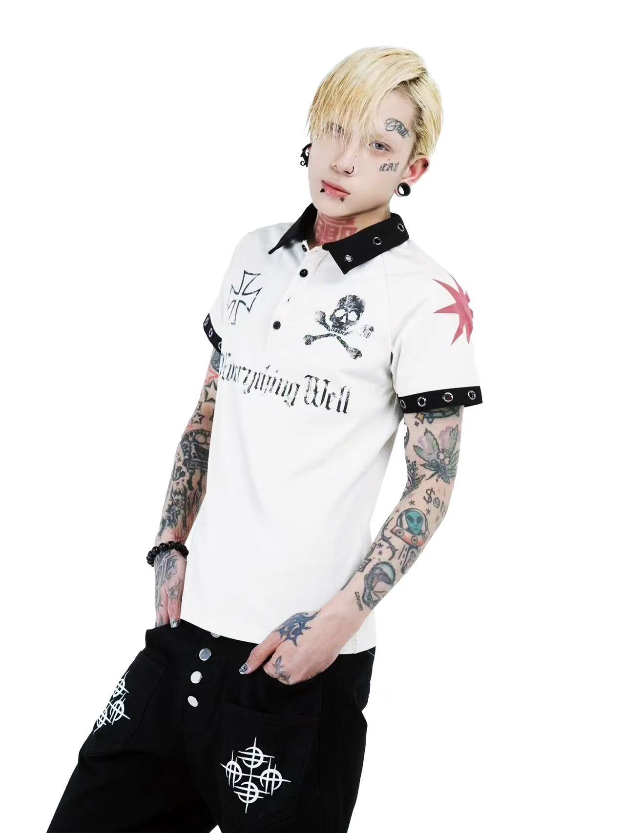 Detwonline punk fashion polo shirt