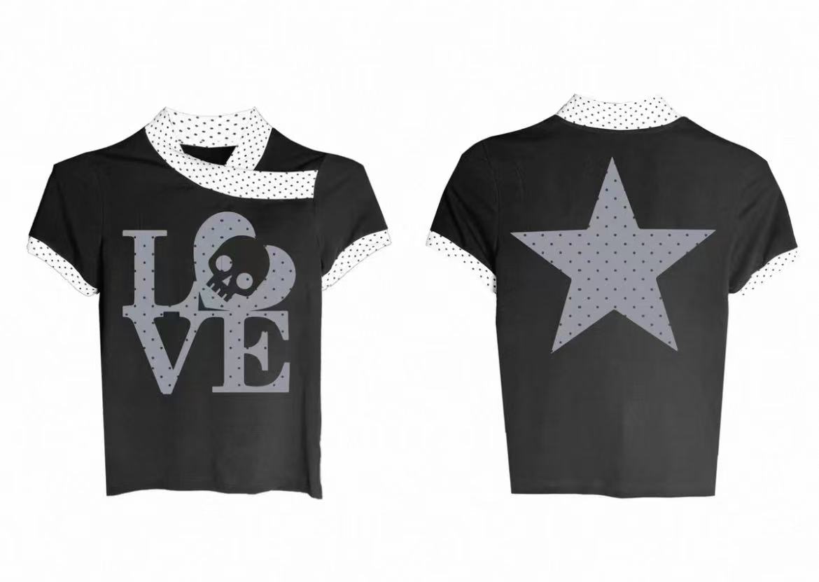 Detwonline Polka dot skull short-sleeve shirt
