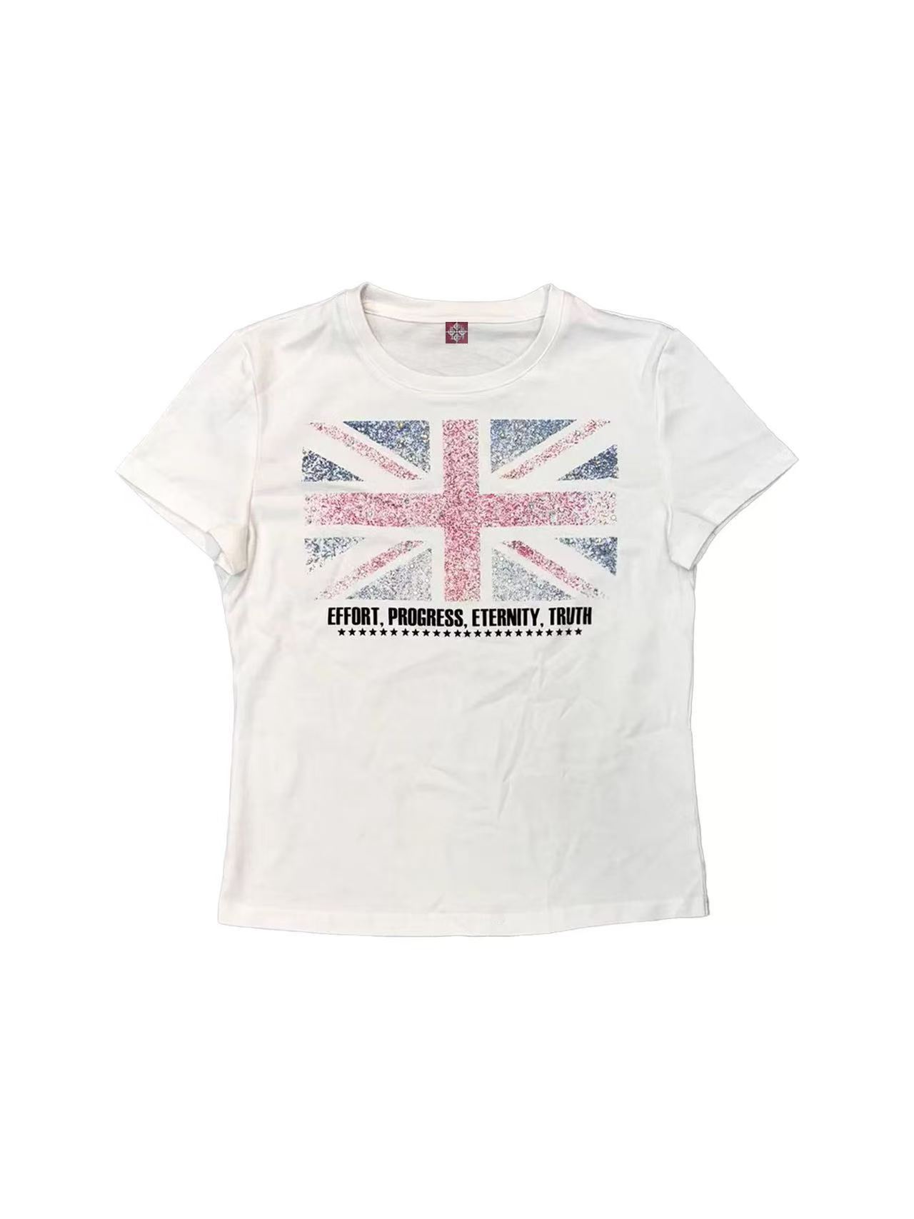 DETWONLINE™Glitter Union Jack Fitted Short Sleeve T-Shirt