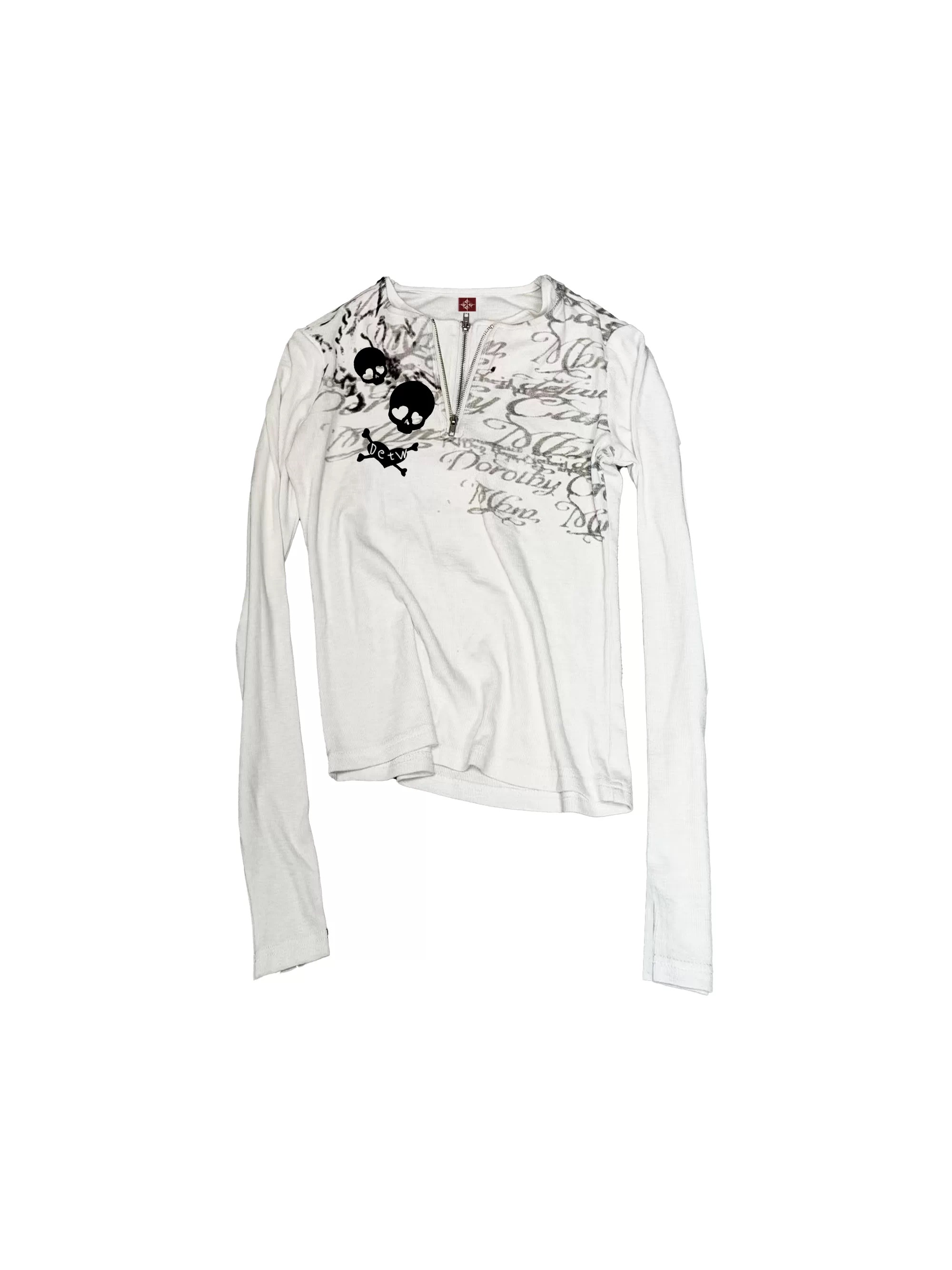 DETWONLINE™"Heart‑Skull"Fitted Long‑Sleeve Tee