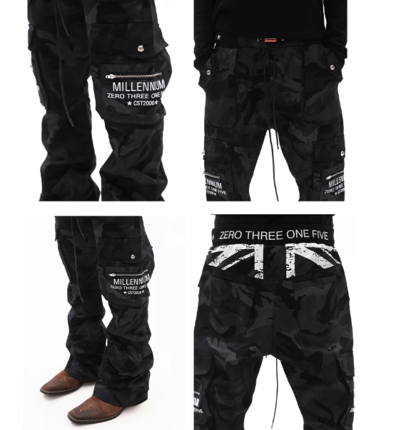 DETWONLINE™"Black‑White Camo"cargo pants