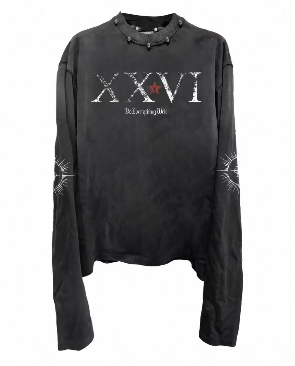 Dark Washed Studded Long-Sleeve Shirt