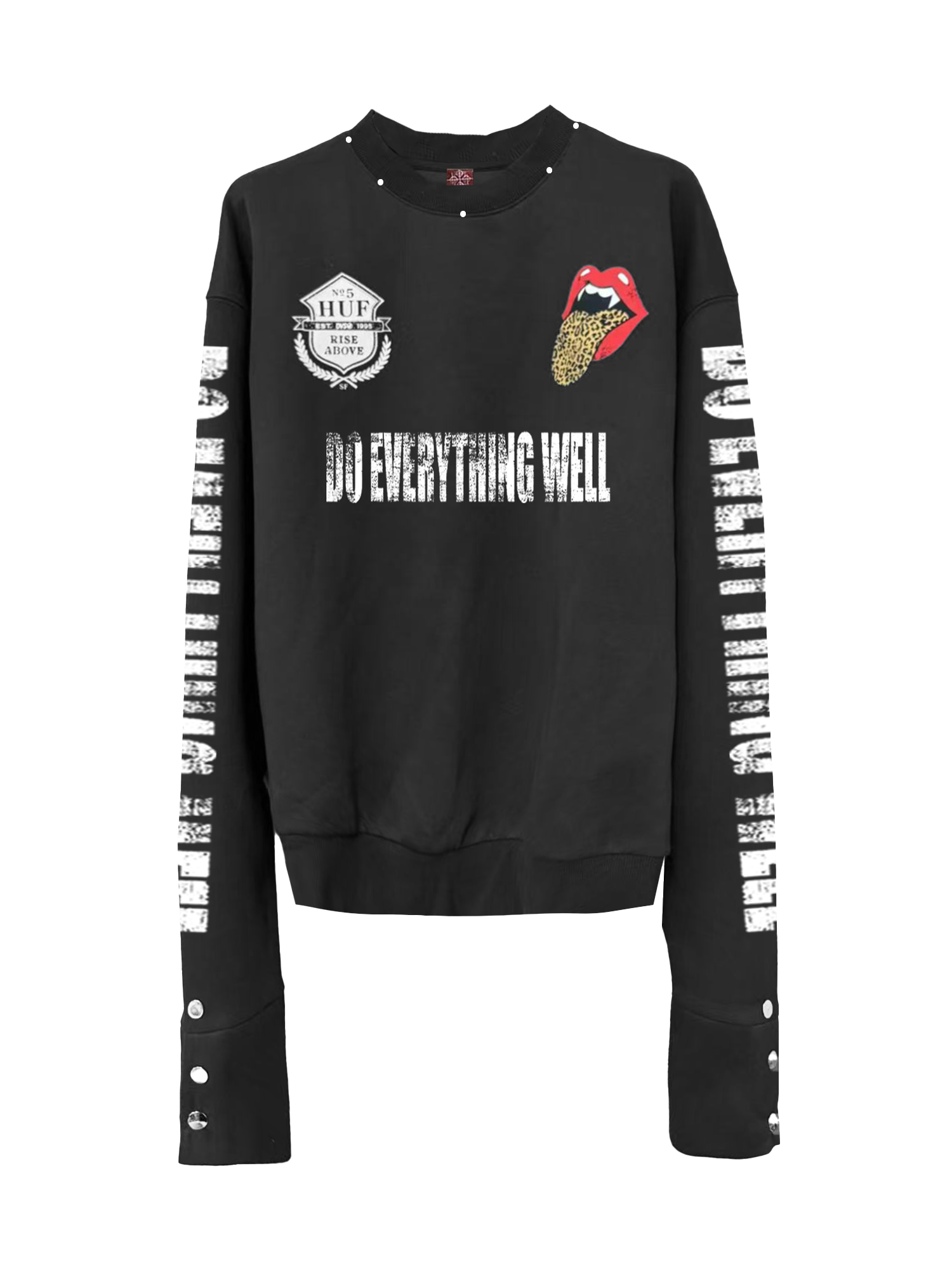 Printed Rivet Long-Sleeve Hoodie