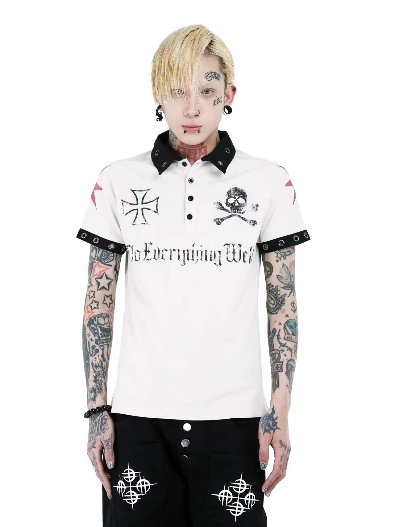 Detwonline punk fashion polo shirt
