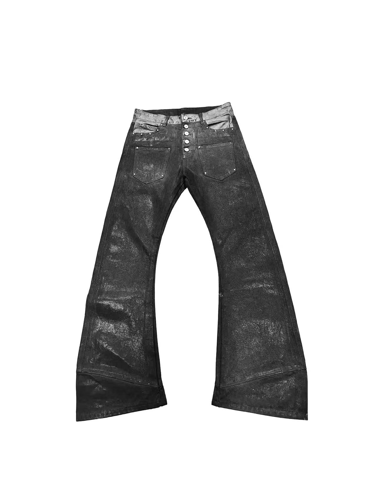 DETWONLINE™ Wasteland Punk Rivet Zip High Waist Flared Jeans