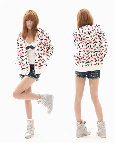 DETWONLINE™"I LOVE Mustache"Full‑Zip Hoodie Jacket