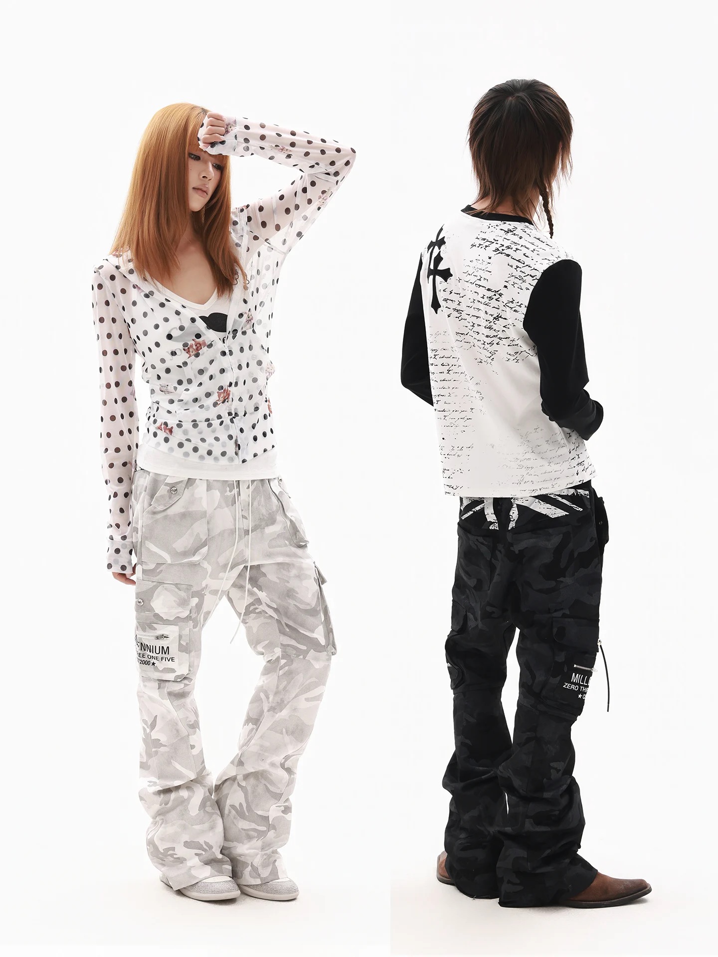 DETWONLINE™"Black‑White Camo"cargo pants