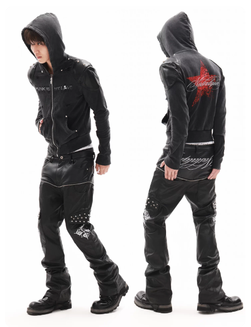 DETWONLINE™"Dark Noir"14‑oz Street Stacked Jeans