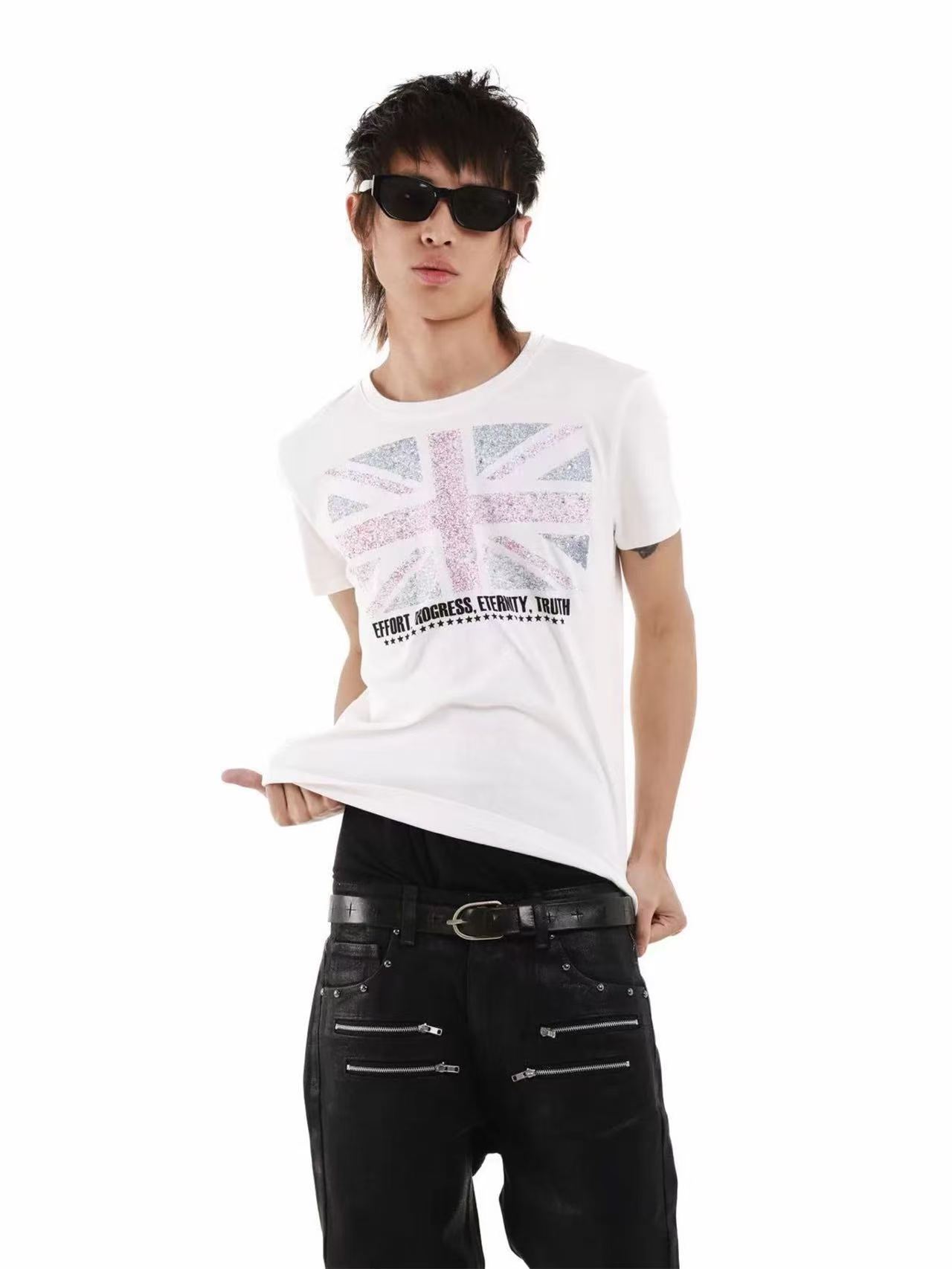 DETWONLINE™Glitter Union Jack Fitted Short Sleeve T-Shirt