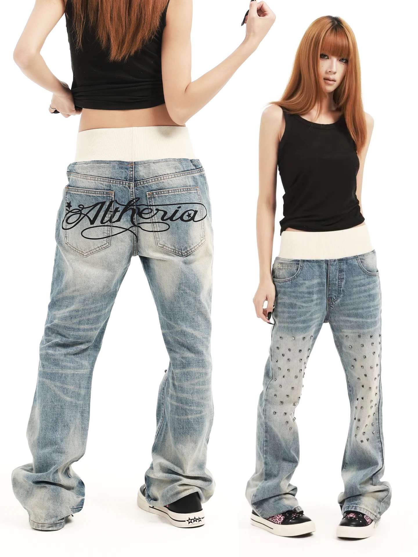 DETWONLINE™"Knit‑Waist"Slight‑Flare Jeans