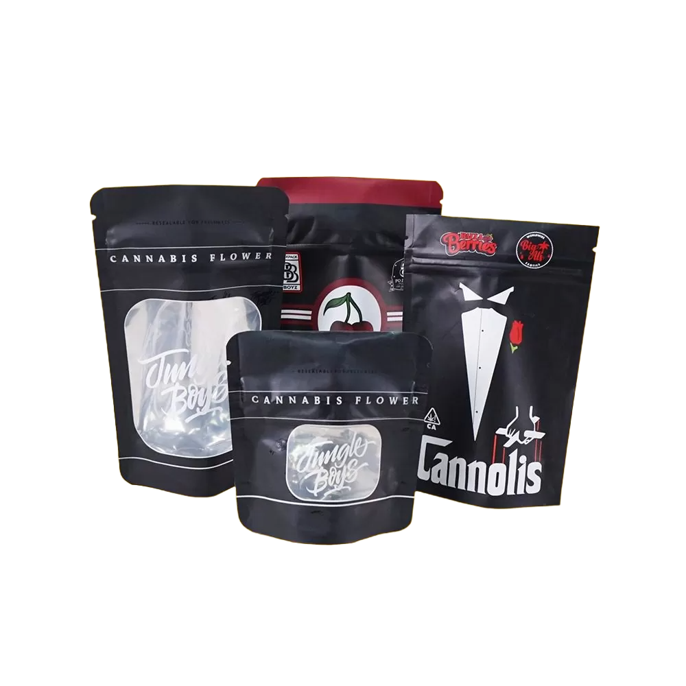 Odor-resistant mylar bags with PVC windows