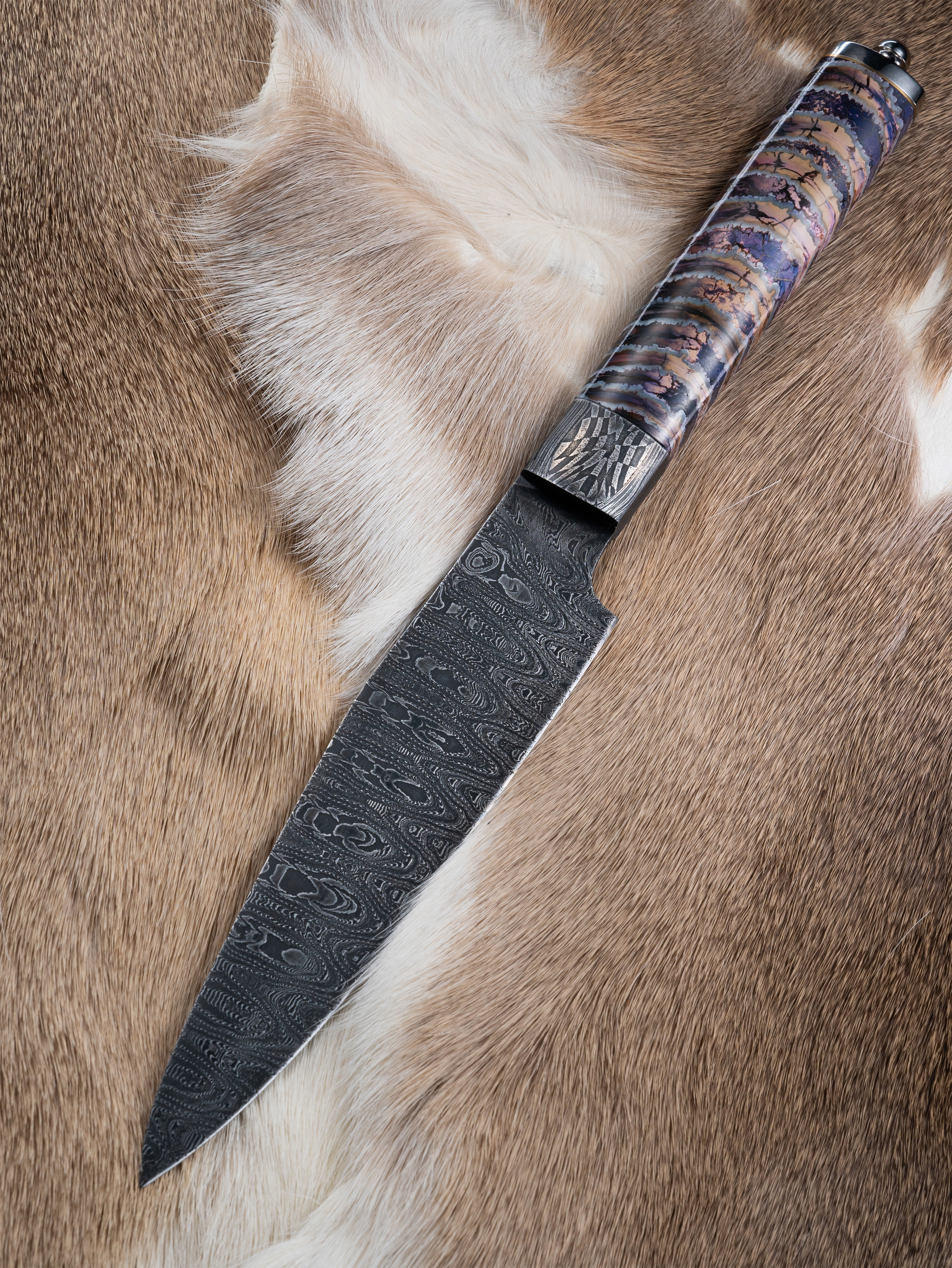 “Chu Ding – The Artisan’s Blade” | Hand-Forged Damascus Chef Knife | Mammoth Molar Handle | Crafted by Bang In Forge
