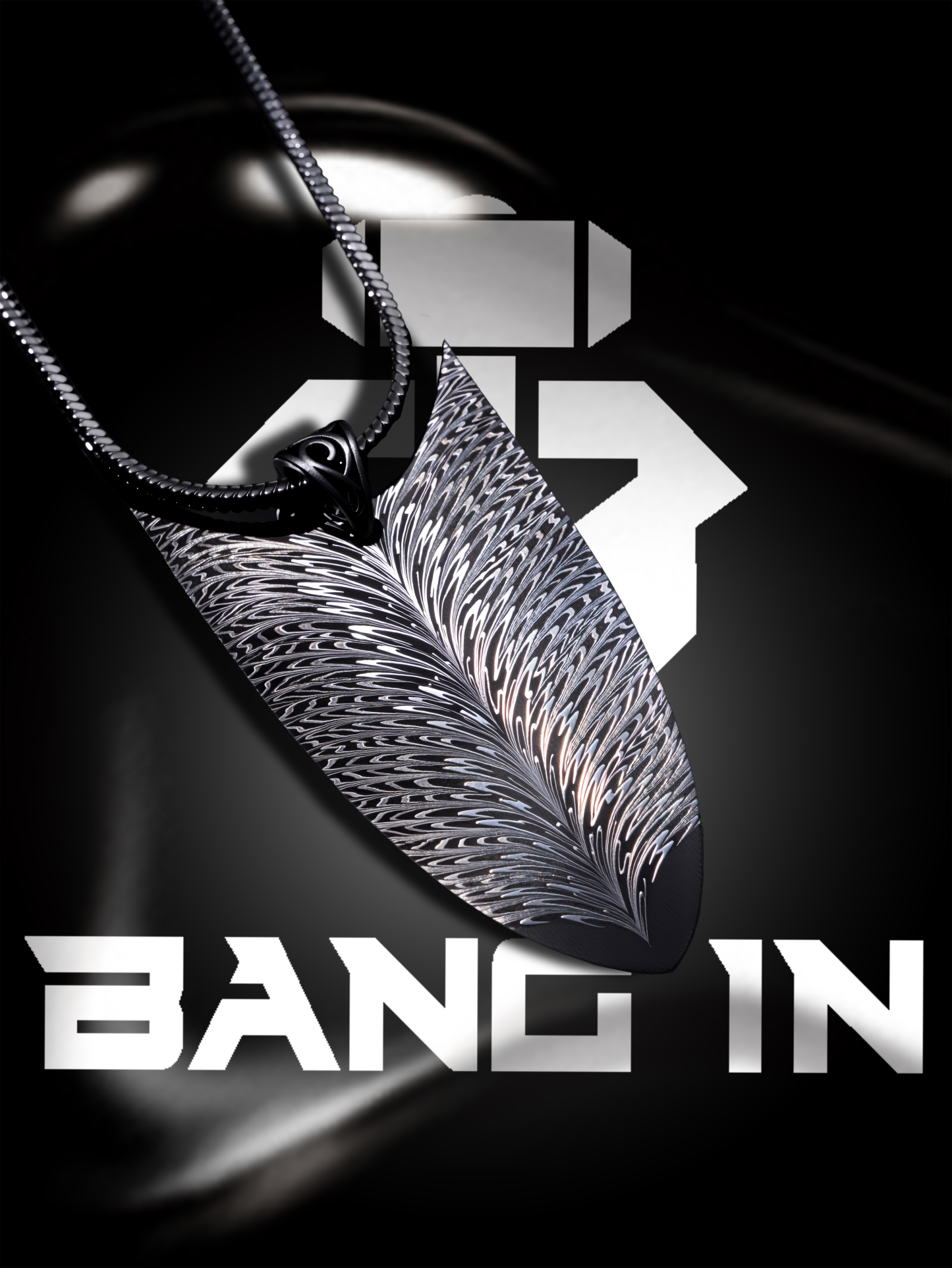 "Feathered Guardian" Damascus Steel Shield Pendant | Nickel-1520-1084 | Bang In Forge