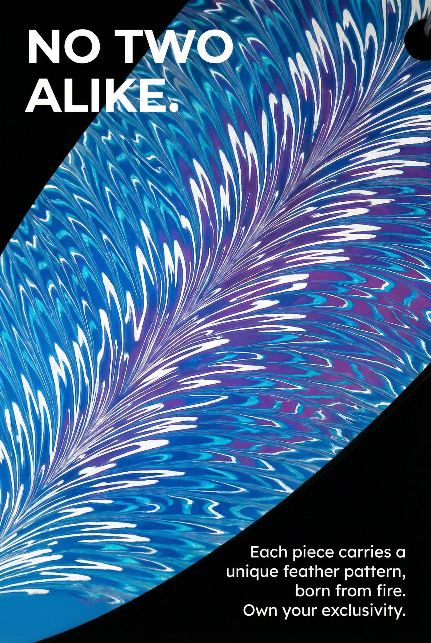 "Azure Feather Shield" | Hand-Blued Damascus Steel Pendant | Bang In Forge