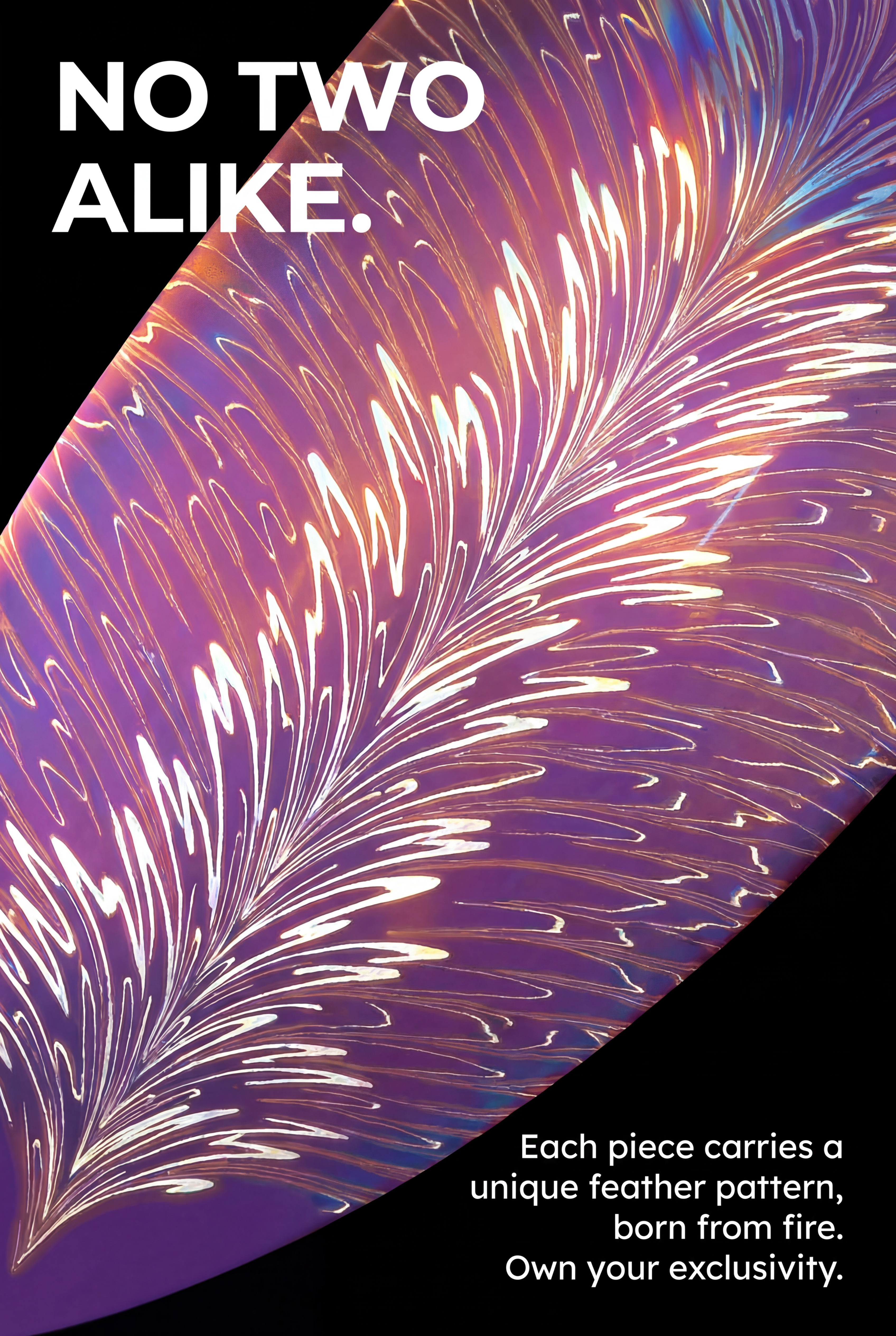 iolet Feather Shield" | Hand-Torched Damascus Steel Pendant | Bang In Forge