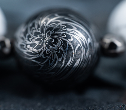 “Frostbound” – Damascus Steel Bead Bracelet | White Turquoise × Clear Quartz | Bang in