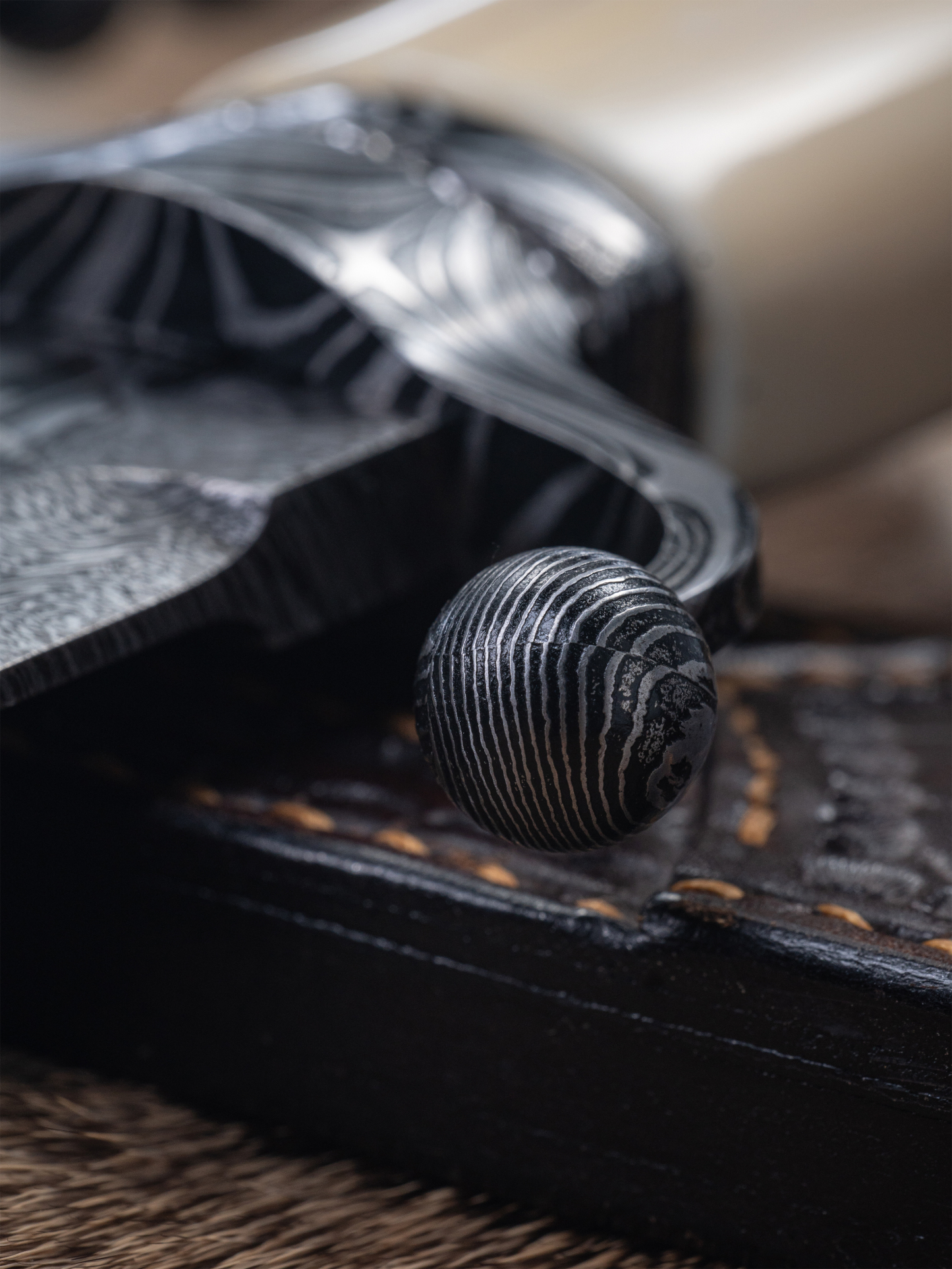 “Ares” – Damascus Steel Bowie Knife | Narwhal Ivory Handle | Bang in