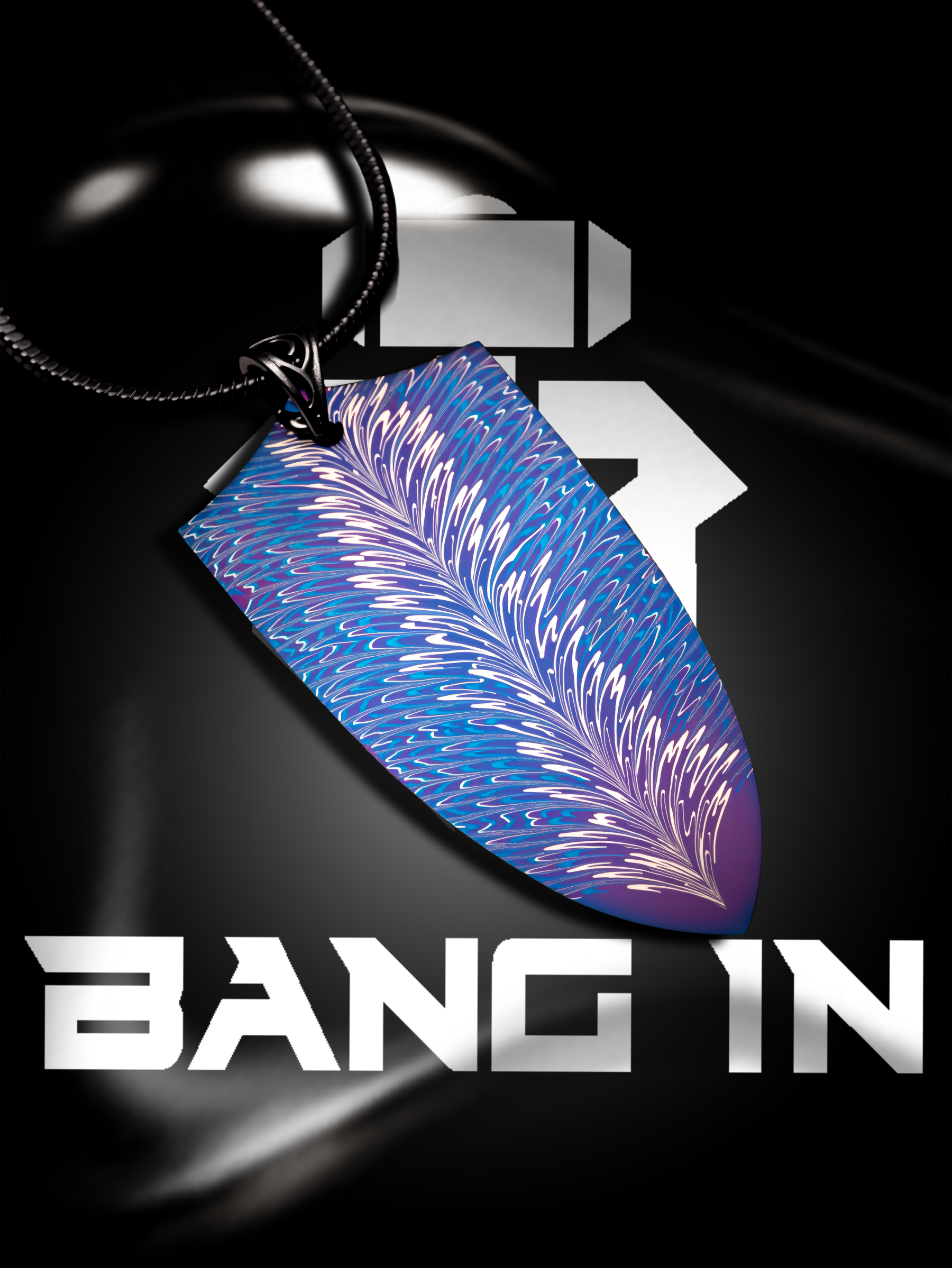 "Feather of the Storm" | Damascus Steel Shield Pendant | Handcrafted by Bang In Forge