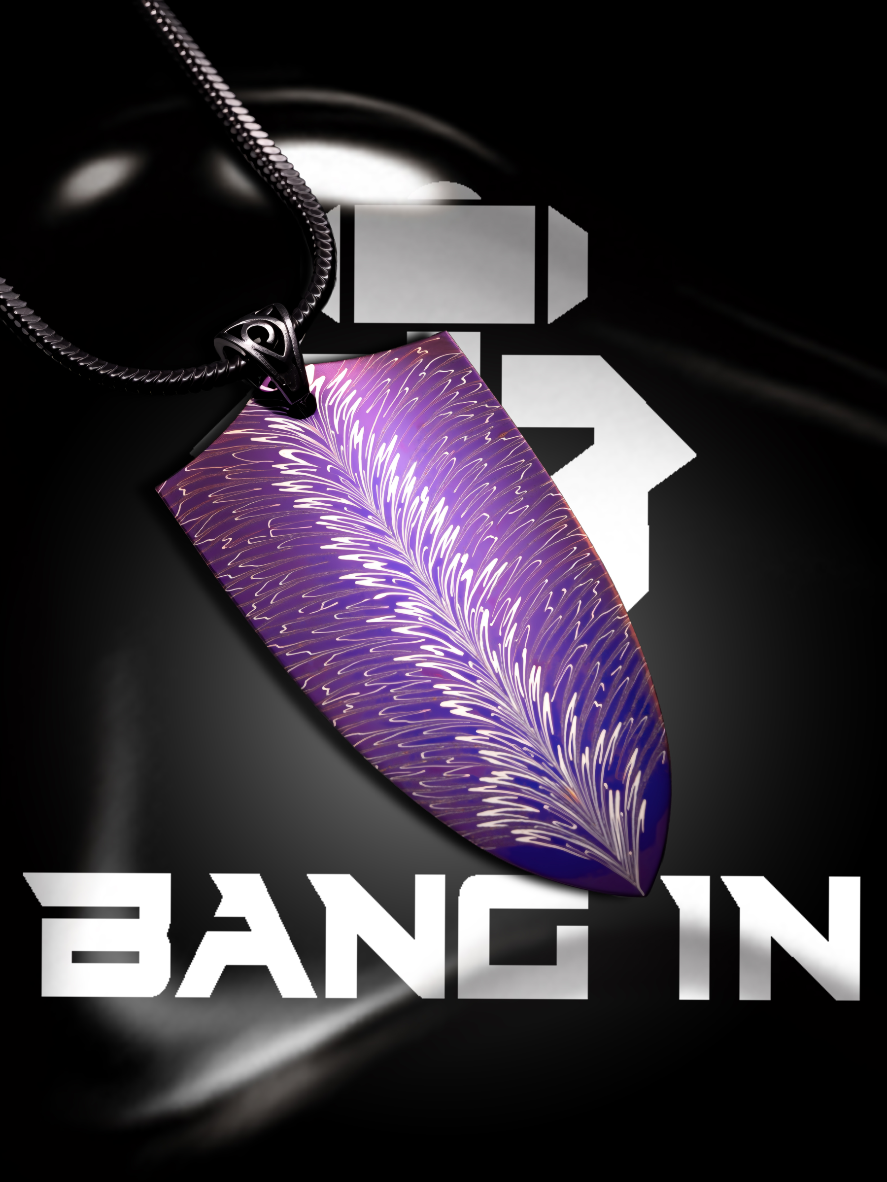 "Violet Plume Shield" | Heat-Purpled Damascus Steel Pendant| Bang In Forge