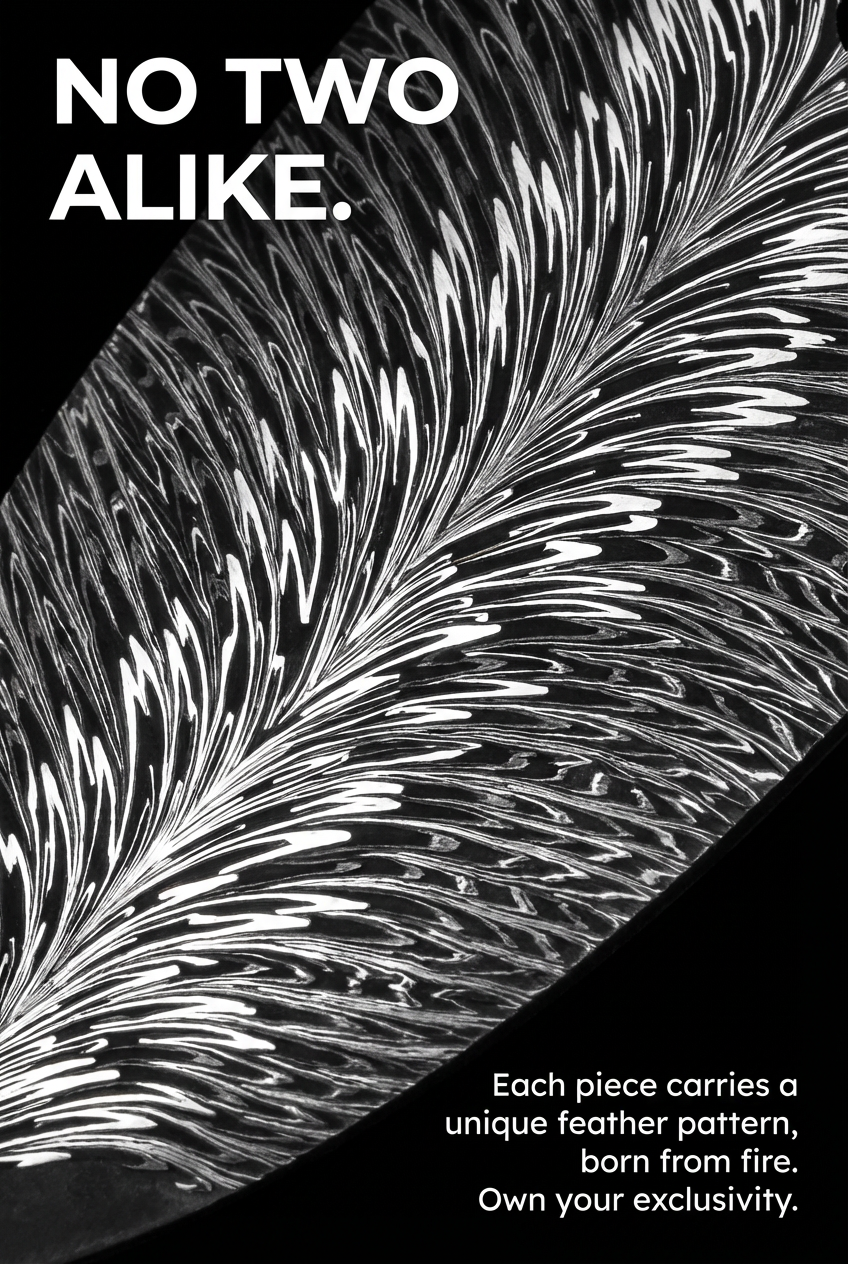 "Plume Shield" Damascus Steel Pendant | Handcrafted by Bang In Forge