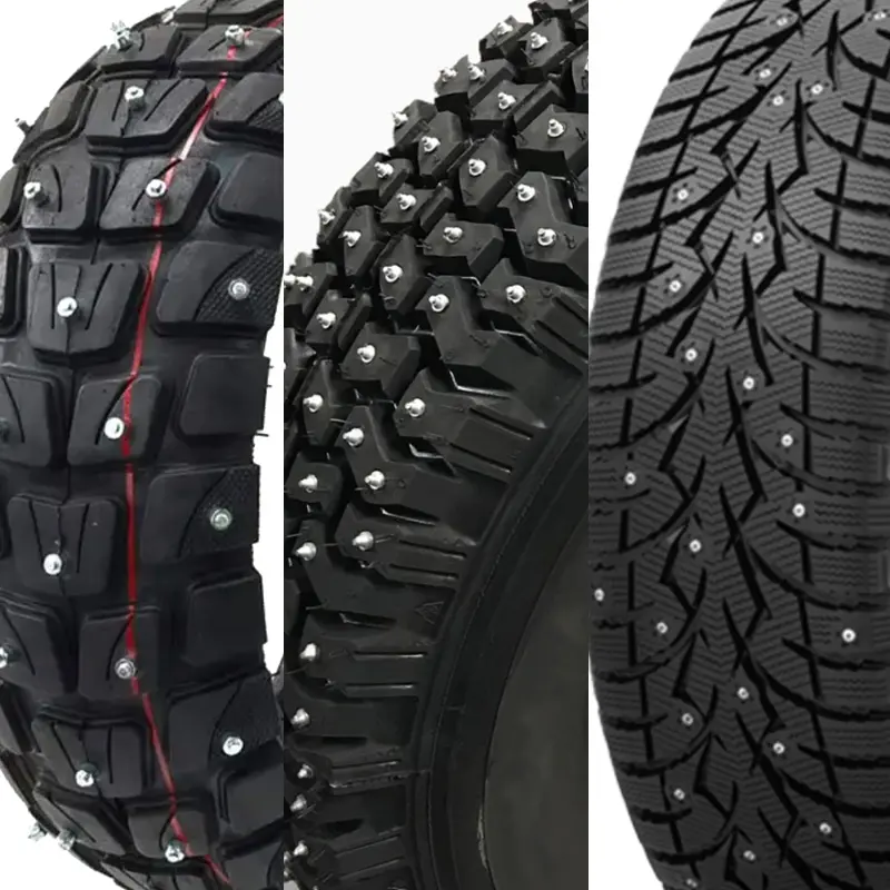 {"default":"Installed screw tire studs on winter tire tread"}
