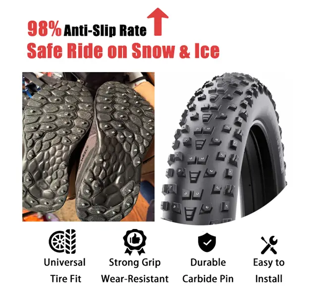 Tire studs for bikes, scooters, and small vehicles
