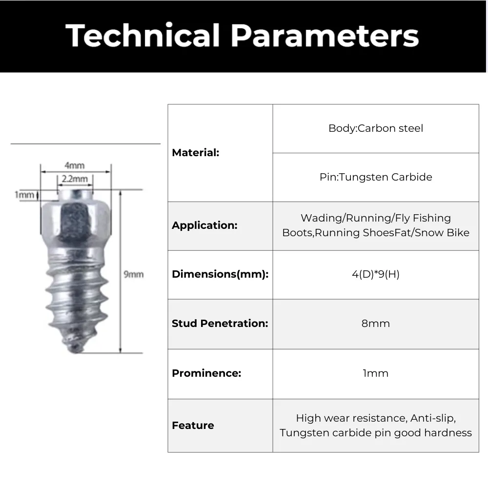 Model 4×4-H9 Screw Tire Studs for Bicycles | Long-Lasting Grip