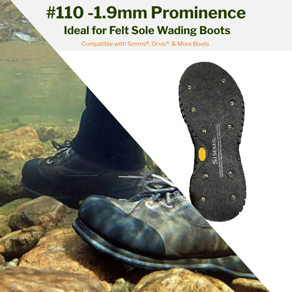 Model 110 1.9 mm Prominence Boot Studs for Traction in Felt Boot Soles