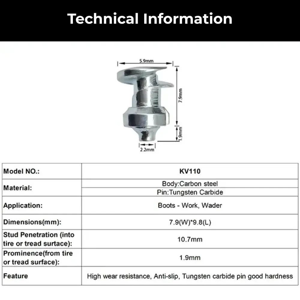 Technical parameters of 110 motorcycle tire studs