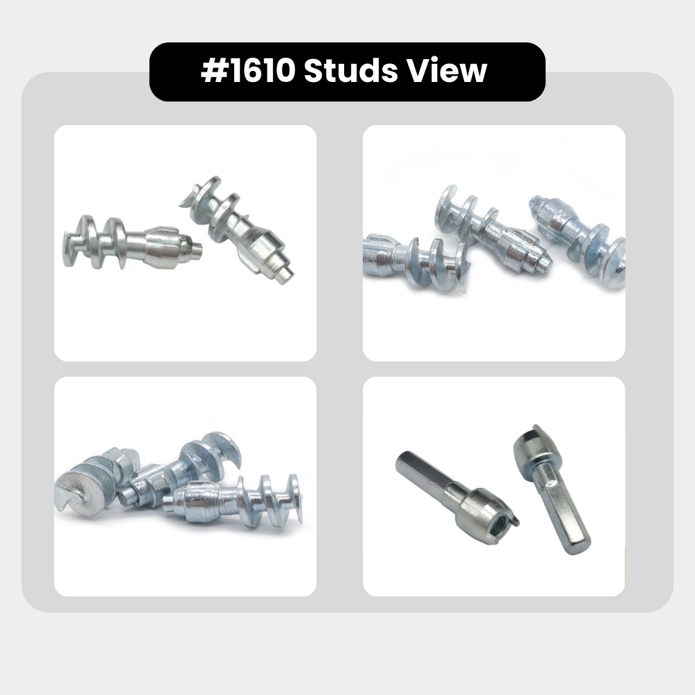 Snowmobile Track Studs 1610 multi-angle view of carbide studs