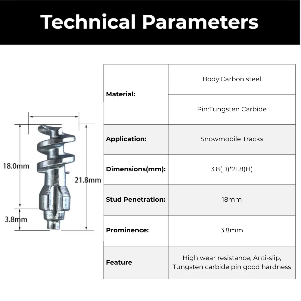 Snowmobile Track Studs 1610 technical parameters and dimensions