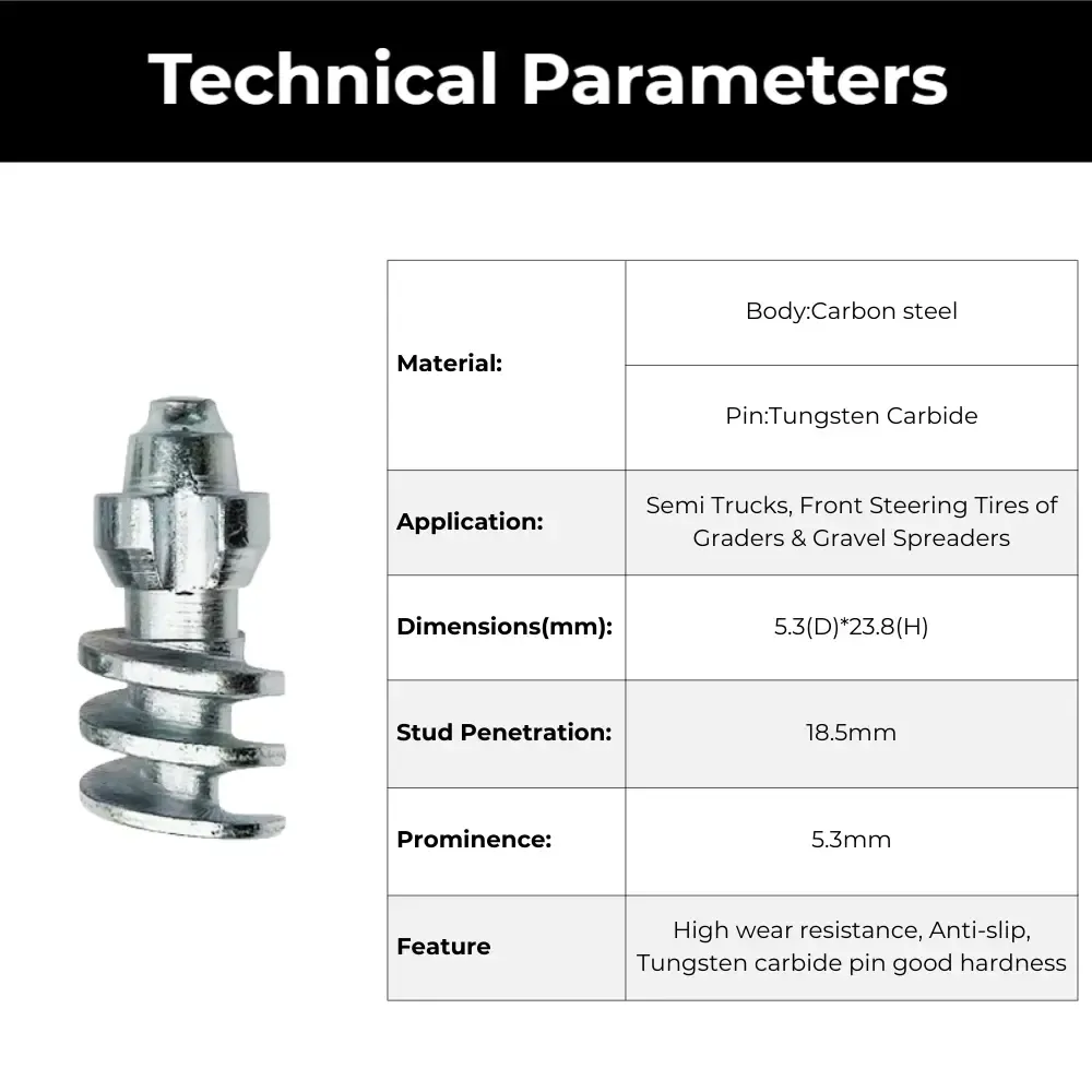 Technical specifications of 1910 tractor tire studs