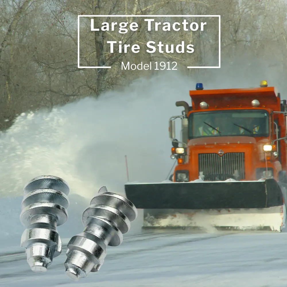 1912 tractor tire studs providing traction on snow and ice
